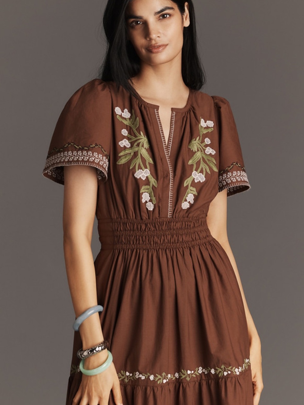 ANTHROPOLOGIE The Somerset Embroidered Maxi Dress in Brown Floral size XL - Picture 9 of 9